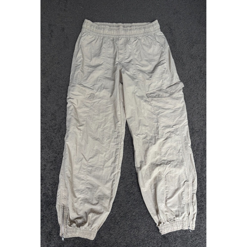 Never Not Hustling Jogger Pants‎ Women Small Beige 100% Nylon Drawstring Waist